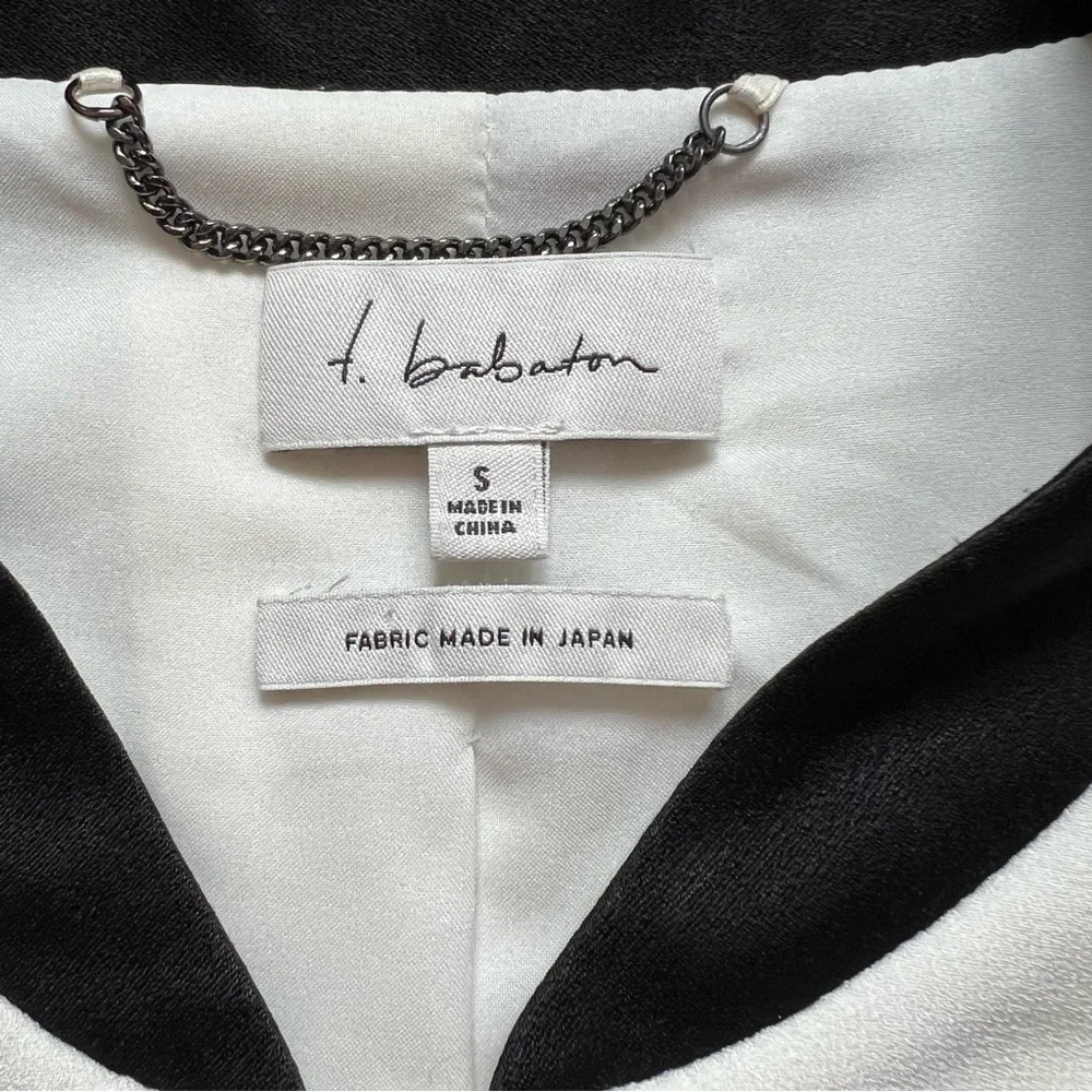 Aritzia Babaton Blouson Bomber Crepe Zip Up Jacket Black White - Size S - Picture 11 of 15